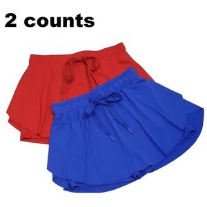 Women Summer Shorts Solid High Waist Casual Sport Pleated Skirt Skort Small Lot
